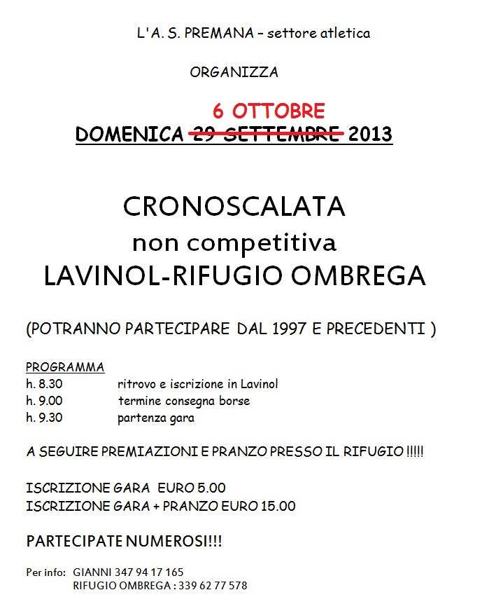 Cronoscalata Ombrega 2013 Cronoscalata Ombrega 2013