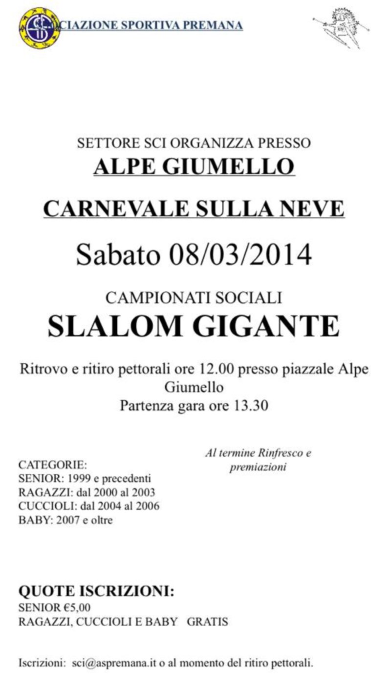 Campionati sociali slalom gigante 2014 Campionati sociali slalom gigante 2014